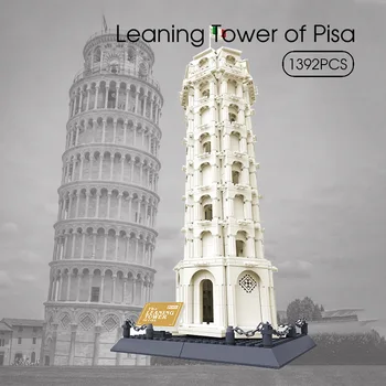 1392pcs Maailma Kuulus Arhitektuur Pisa Pisa Torn Itaalias ehitusplokid Klassikaline DIY Haridus-Laste Mänguasjade Poiss