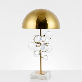 Crystal Tabel Lamp Nordic Gold Palli Marmor Seene lamp magamistuba, elutuba Uuringu laualamp Tuba Decor Led E27 Öösel Tuled