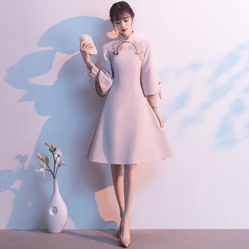 Hiina Stiilis Vintage Kleit Uus Tikandid Naiste Qipao Hiina Traditsiooniline Kleit Pluss Suurus Tahke Naine Cheongsam Elegantne Vestidos