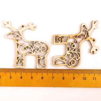 Jõulud Deer Muster Puidust Scrapbooking Kogumise Käsitöö Käsitöö DIY Aksessuaar Kodu Kaunistamiseks 45-55mm 10tk