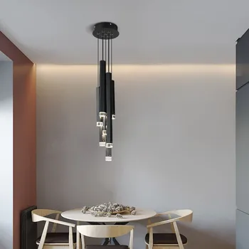Kaasaegne Minimalistlik LED-Lühter Must Söögituba Saar Rippuvad Kerge Alumiiniumist Baar, kohvik, Restoran Deco Ripats Lamp