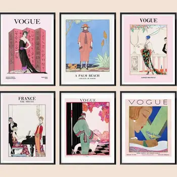 Vintage Mood Plakat Vogue Naine Lõuend Kunsti Maalid, Seina Retro Pilte Prantsusmaa Lady Roosakirju Kodu Kaunistamiseks Elutuba