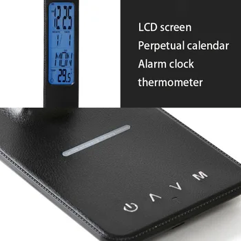QI Juhtmevaba Laadimine LED laualamp, Millel Kalender, Temperatuuri Alarm Clock Silmade Kaitseks Lugemine Kerge Tabel Lamp