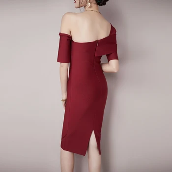 2021 Vintage Sidemega Maha Õla Kleit Suve Poole Naiste Kleit Mood Seksikas Bodycon Lady Seksikas Õhtu Pool Pliiats Riided