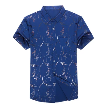 2021 Uus Suvi Lühike varrukas Särgid Meeste Mood Prindi Silk Cotton Casual Särk Meeste Slim Fit Camiseta Masculina C743