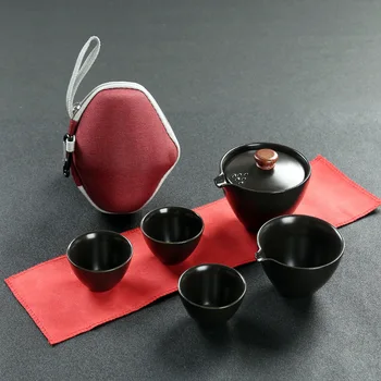 Reisi Keraamiline Kaasaskantav Teaware Seab Hiina Kung Fu Tee Komplekt 1 Teekann 3 Teacups ärireis Väljas