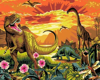 DIY 40X50 Õli Värvimine Poolt Numbrid, Dinosaur World Värvi numbrid, Lõuend Home Decor Digitaalse Maali chrismas kingitus