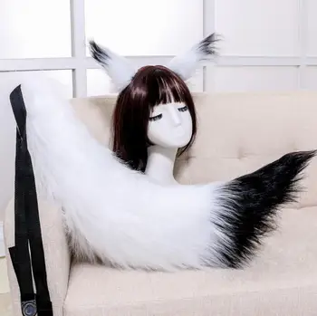 Seksikas Naine, armas Lolita kass Rebane Peapael saba Headdress Palus kõrvad, saba Anime cosplay Rekvisiitide