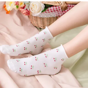 Uus Maasika-Kirsi Õie Armastus Trend Kolledži Stiilis Sokid Korea Trend Armas Väike Värske Kähara Sokid Mugavad Sokid