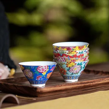 4 tk/set Jingdezhen Peen Pastell tee tassi Keraamilised Käsitsi maalitud teacup Meister Cup Isiklik Cup Office leibkonna tee komplekt