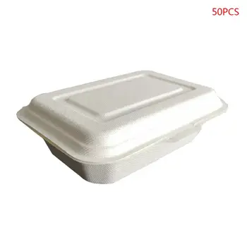 50tk/kott 450ML Eco-sõbralik Ühekordselt Takeout Toidu Mahutid Lagunev Lunchbox