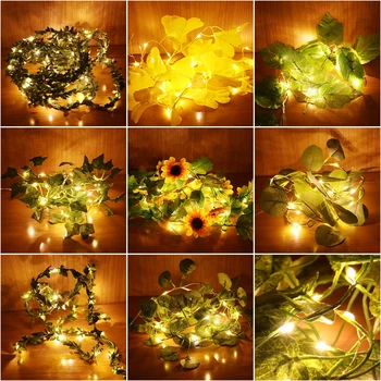 2M/20 LED Kunstlik Taimed String Kerge Roheline Leht Lvy Viinapuu Haldjas Tuled Led Tuled vanikud Jõulud Pulmapidu Decor