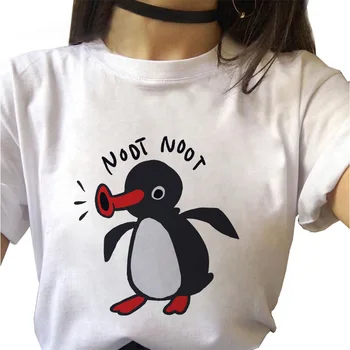 Lõbus Multikas Pingviin graafika Tshirt Vabaaja tshirt ümber kaela lühikesed varrukad Tshirt Daamid Naiste T-särk mood Harajuku T-särk