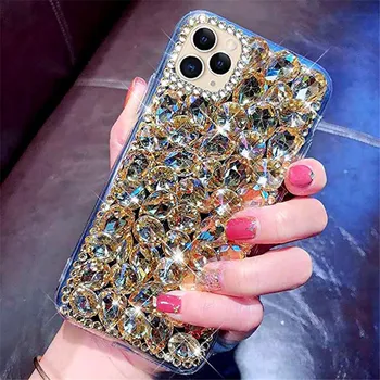 Luksus DIY Full Bling Klaas Kristall Teemant Juhul Kate Samsung Galaxy S21 Ultra Plus Mood DIY Rhinestone tagakaas