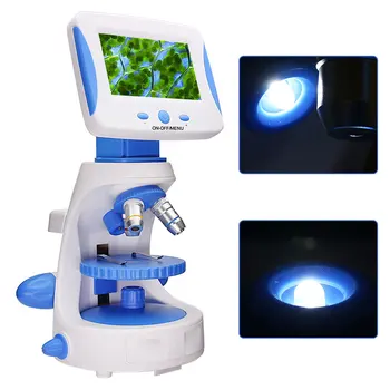 Kaasaskantav 2000X Bioloogilise Mikroskoobi Top Alt LED Valgus, 4.3 tolline HD-Ekraan Valgustatud Mikroskoobi Lapsed Katse Vahendid