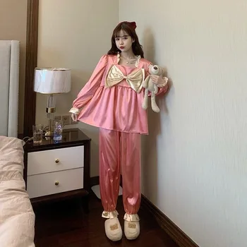7 Värvid Pajama Komplekti Naiste Vibu Ruffles Korea Stiilis Stiilne, Trendikas Romantiline Pakkumise Ulzzang Vaba Aja Veetmise Armas Teismeliste Naiste Riided Tüdruk