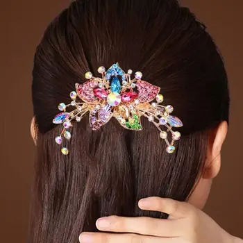 Rhinestone Lill Juuksed Clip Juuksed Crystal Peals Juukseid Kammid Naine Elegantne Helmed Hairgrip Käsitöö Fashion Juuste Aksessuaarid