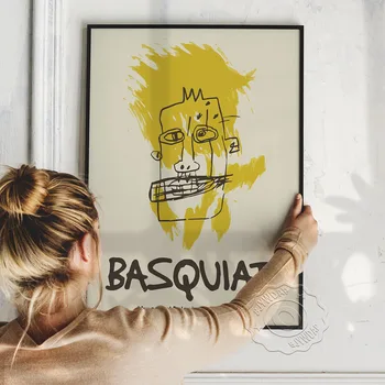 Jean Michel Basquiat Näituse Plakat, Basquiat Kollane Pea Kõrge Kvaliteedi Printable, Basquiat Prindib Abstraktne Kunst Home Decor