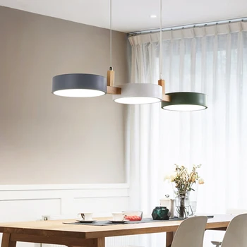 Põhjamaade LED-ring/ruut plafon lühter kaasaegne lihtne wood & metal elutuba, magamistuba hotel pood kohvik rippuvad valgus