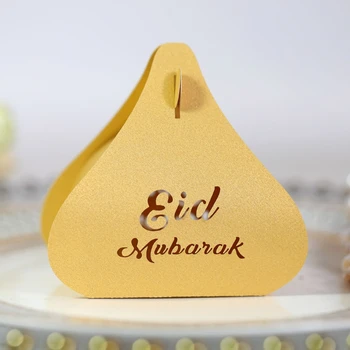 2021 Uus 100tk Eid Mubarak Õõnes Kirja Candy Box Moslemite Ramadaani Kolmnurk Šokolaadi Kott