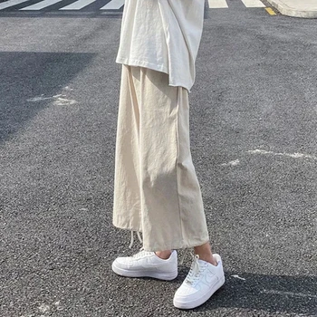 Sweatpants Meeste Riided, Püksid Streetwear 2021 Suvel Moe Korea Lai Jalg Pantalones Harajuku Must Vintage Kärbitud Püksid