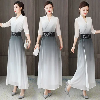 Elegantne Hiina Kleidid 2021 Suvel Cheongsam Vestido Vietnami Traditsioonilisi Kleit Rüü Vintage Femme Hiina Kleit Qipao FF3034