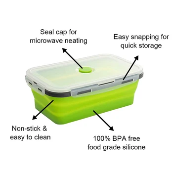 4 Suurustele Kokkupandav Silikoon Ümbrise Kaasaskantav Bento Lunch Box Microware Kodu Köök Väljas Toidu Mahutid Box