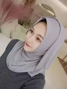 High-end Venitada Siidine Jersey Hijabs Moslemi Pea Wrap Pehme Kootud lõngaga Cotton Pikk Suurrätikud Naiste Islami Turbans 180x70CM