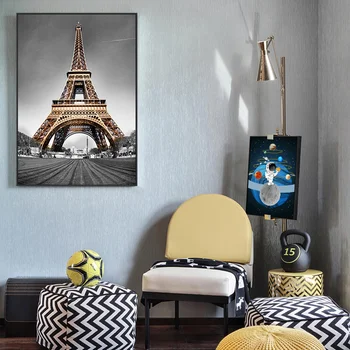 Euroopa Linn Kiriku Maastiku Lõuendile Maali Eiffeli Torn Pariisis Plakat Ja Pildid Seina Art Pilte Tuba Home Decor