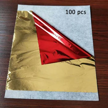 100 lehte/Pack Imitatsioon Kuld, Hõbe DIY Teenetemärgi Kullakiht Kunst Käsitöö Paber-Alumiinium Foolium Foolium Paber 14*14cm
