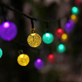 5m 20 LED-Crystal ball Solar Lamp Väljas Aed Veekindel String Tuled Haldjas Lamp Solar Garden Light Christmas Decoration