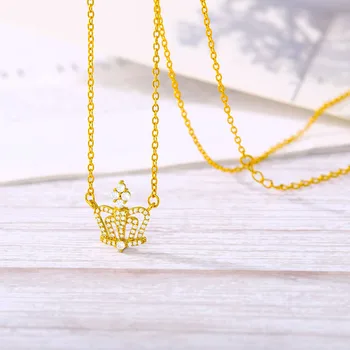 Delikatess Crown Kuninganna Crystal Tsirkoon Ripats Kaelakee Naiste Ehted Roostevaba Teras, Kuld Plaadistuse Bijoux Femme Collier Hulgimüük