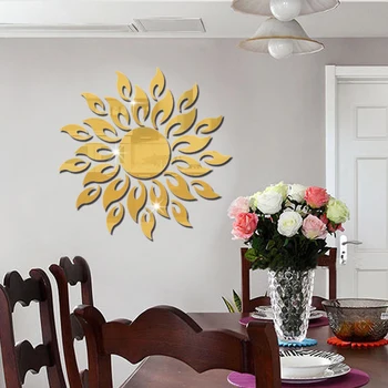 3D Päikese Peegel Seina Kleebis Loominguline Kuldne Hõbedane Kodu Kaunistamiseks kolmemõõtmeline Stiilne Vannituba, Köök, Magamistuba Kleebised