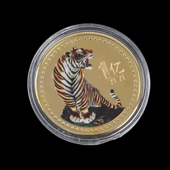 2022 Hiina Uue Aasta Tiger Aasta Originaal mälestusmünte kahest metallist ühendusdetailide Kogumise Hiina Zodiac Tiiger Aasta Mündid Kaunistamiseks värviline