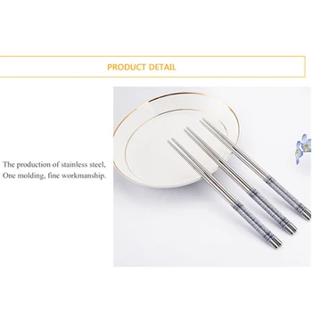 1 Paar Portselan Roostevabast Terasest Chopsticks Hiina Stiilne Terve Hiina Söögipulgad Metallist Non-slip Disain Köök Vahend