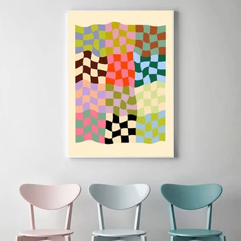 Värvikas Abstraktne Lainelised Jooned Muster Lõuend Maalid Geomeetriline Plakat ja Print Seina Art Pilte elutuba Home Decor