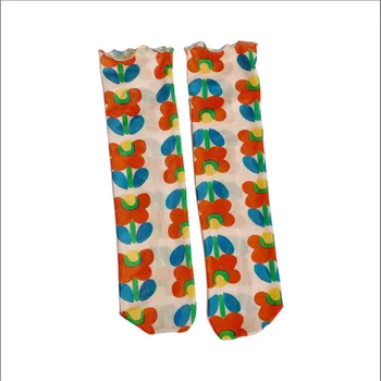 Uus Korea Sport Style Sokid Harajuku Ing Suvel Armas Väike Lilled Wild Net Punane Lõng Kuhja Naiste Sokid