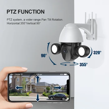 SHIWOJIA IP-Kaamera, Wifi Järelevalve PTZ Väljas Kaamera Aed Led Valgustus TUYA Smart 1080 4X Digital Zoom AI Mobiil Avastamine