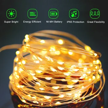 Loominguline LED Tähine Haldjas Päikese String Kerge Veekindel Outdoor Indoor Pulmapidu Dekoratiivsed vasktraat Vanik Lamp