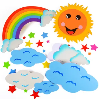 T-N DIY Sky Rainbow Pilv Sun Moon Käsitöö Seina Kleebised Käsitöö EVA Vaht Lapsed Õpe Haridus-Seina Kaunistamiseks Mänguasi