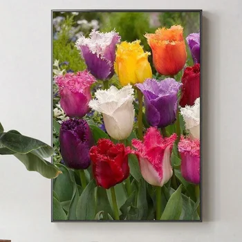 2020 Meian lill täielik teemant maali värvi Tulbid Daimond Maali Lilled, Tikandid Mosaiik Risti Stitchkits Crystal Kingitus