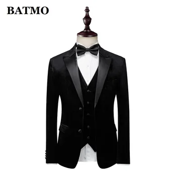 BATMO 2019 uute tulijate mood vabaaja must samet sobib mehed,meeste pulm kleit,jakid+püksid+vest,XZ347