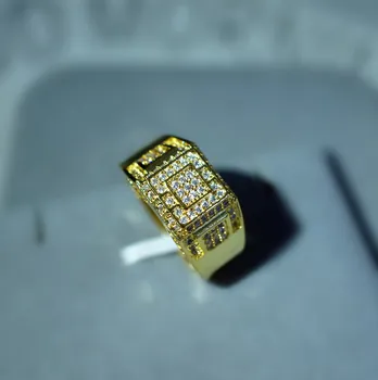 Enimmüüdud diamond micro inkrusteeritud tsirkoon 18k pinnatud kuld sõrmus Euroopa ja Ameerika mood tegele meeste ja naiste sõrmus