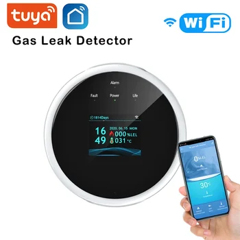 Tuya Smart Home Wifi Gaasi Lekke Detektor Temperatuuri Andur Kaasaskantav LCD Ekraan, USB-Toide Andur, Metaan, Butaan