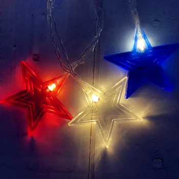 10/20LED Ripats Lambid LED-String Tuled USA Riigi Lipu Sinine Punane Valge Värv Star Light iseseisvuspäeva Festival Pool Kodu