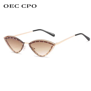 OEC CPO Diamond Rimless Päikeseprillid Naistele Metallist Raam Cat eye Päikeseprillid Naistele Vintage Prillide Naine Brand Prillid UV400