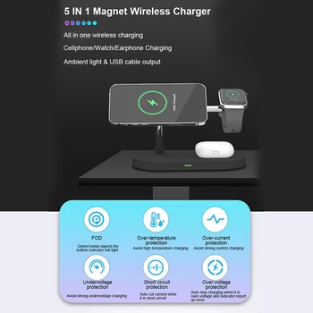 Juhtmeta Laadija jaama magsafing kiire 5 in 1 smart Magnet Hoidik vaata telefon peakomplekti induktsioon juhtmevaba laadijat