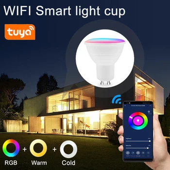 Tuya Wifi Smart Gu10 LED Lamp Tähelepanu keskpunktis 5W RGB+CW Lamp Smart Elu APP Smart Pirn hääljuhtimine Tööd Alexa Google Kodu