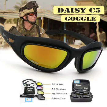 Daisy C5 Polariseeritud Armee Kaitseprillid Sõjalise Päikeseprillid 4 Objektiivi Kit Meeste Desert Storm Sõja Mängu Taktikaline Prillid Sporditarbed