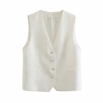 2021 kevadel uued naiste mood elegantne valge ülikonna vest lühike vest jope
